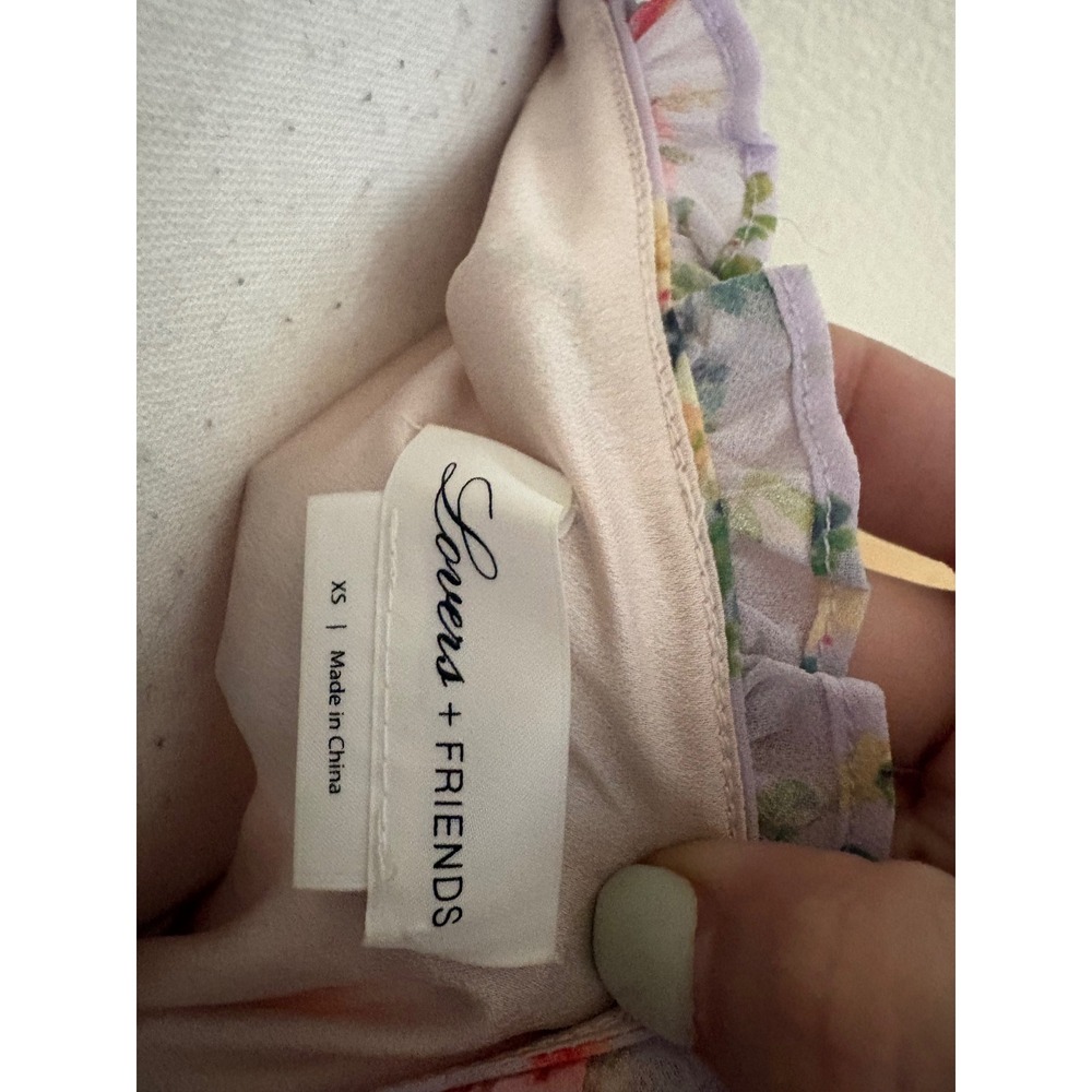 LOVERS + FRIENDS Sun Room Midi in Lilac Floral Button Front Ruffle Size XS - Picture 5 of 7